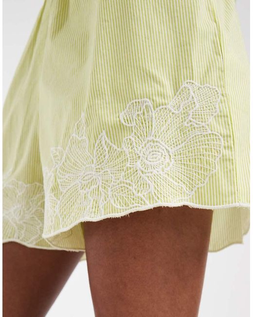 Pieces White Floral Embroidered Shorts