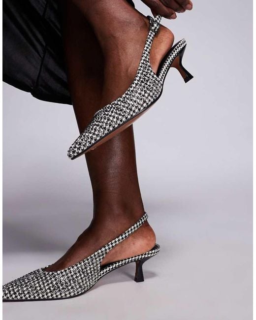 River Island Black Patterned Slingback Pumps
