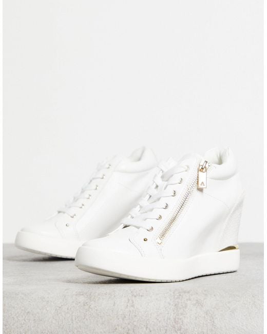 ALDO Trixie Wedge Trainers in White | Lyst Australia