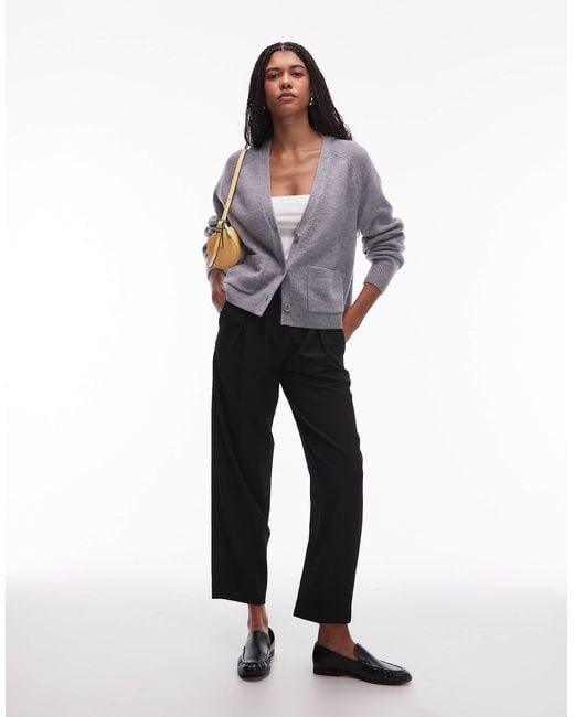 & Other Stories Gray Wool Blend Cardigan With Patch Pockets