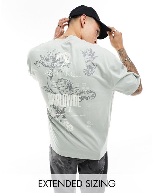 Camiseta extragrande con estampado renacentista en la espalda ASOS de hombre de color Gray