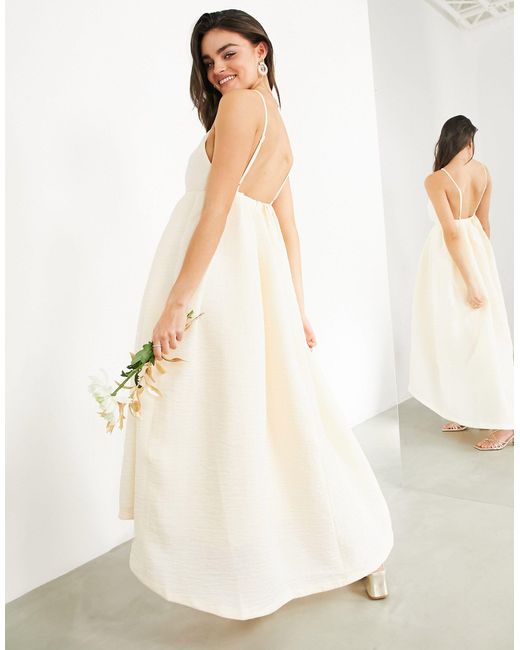 Asos Clementine Neckholder Hochzeitskleid Mit Faltendetail Und Ruckenausschnitt In Pink Lyst