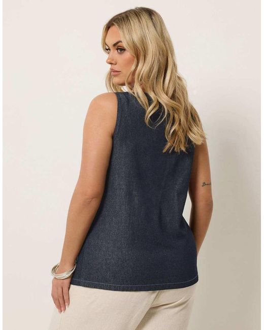 Yours Clothing Blue Denim Longline Waistcoat