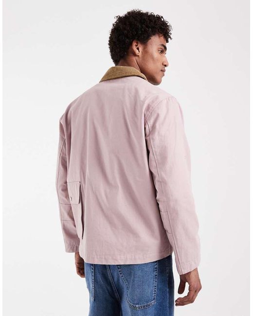 Pompeii UK Red Pompeii Canvas Field Jacket With Contrasting Collar for men