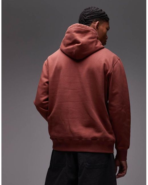 DOUBLE A by WOOD WOOD Red Cass Logo Cotton Hoodie for men