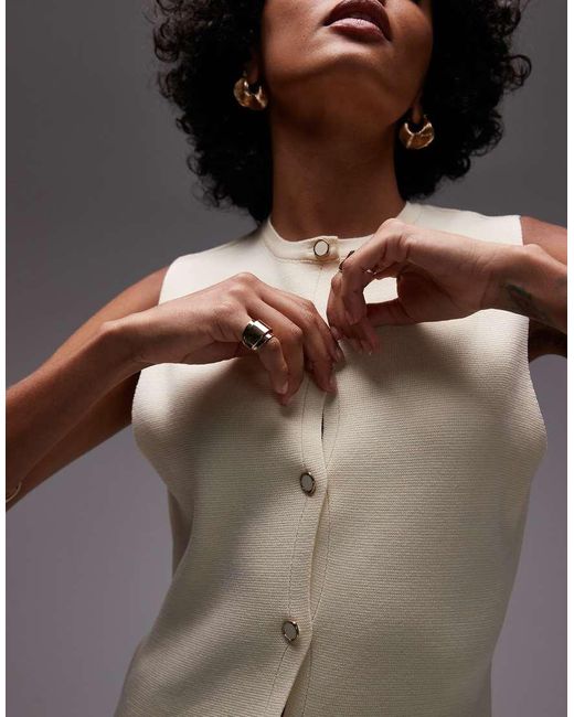 Mango Gray Button Through Knitted Waistcoat