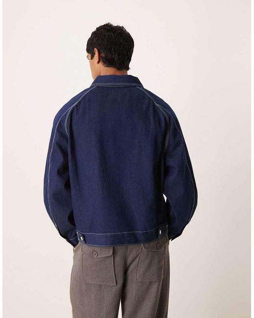 Calvin Klein Blue Darted Workwear Jacket With Contrast Stitching for men
