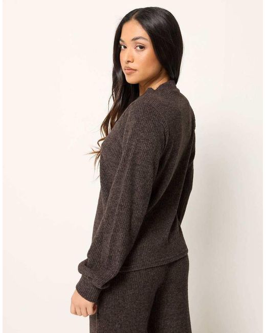 PixieGirl Brown Petite Ribbed Soft Touch Cardigan