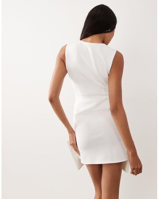 ASOS White Square Neck Mini Dress With Bow Skirt Detail