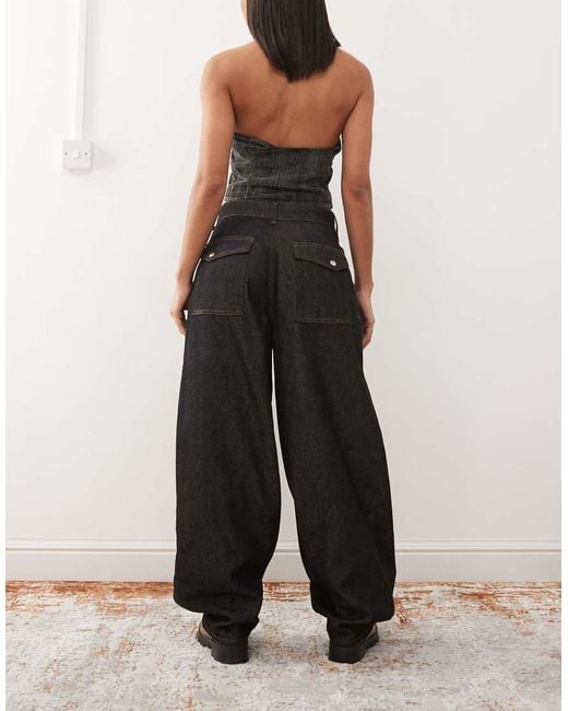 Collusion Black baggy Pleated Jeans