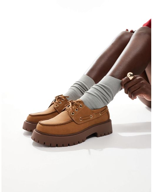 SEQWL Brown Exton Chunky Platform Boat Shoes
