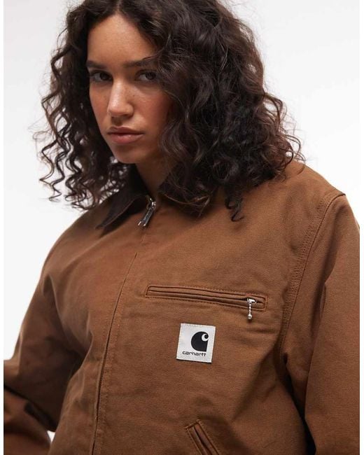 Carhartt Brown Og Detroit Jacket With Contrast Collar