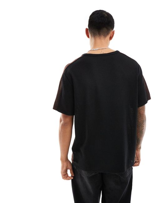 T-shirt oversize effet coupé-cousu en tissu gaufré ASOS pour homme en coloris Black