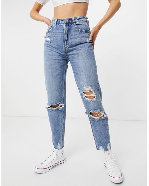 Pimkie – mom-jeans mit rissen in Blau | Lyst DE