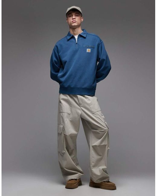 Carhartt Blue Detroit Half Zip Sweatshirt for men