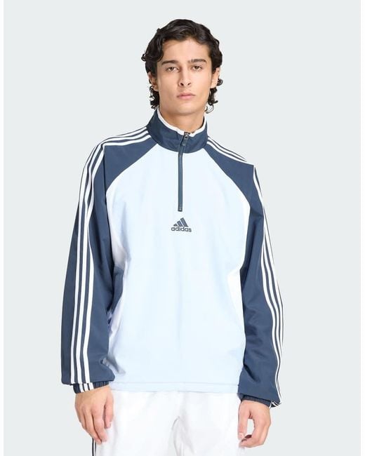 Adidas Originals Blue Teamgeist Half Zip Sweatshirt for men