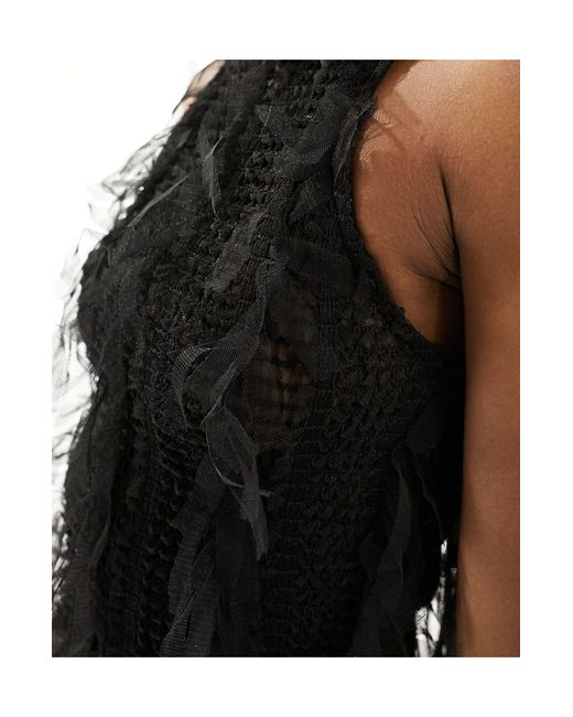 Amy Lynn Black Calla Sleeveless Textured Midaxi Dress