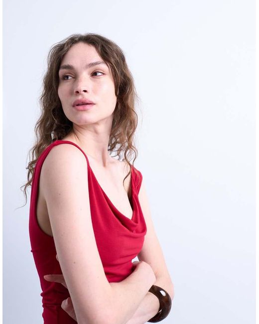 TOPSHOP Cowl Neck Tank Top in Red Lyst UK