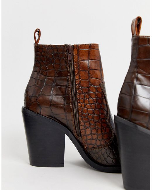 brown croc ankle boots