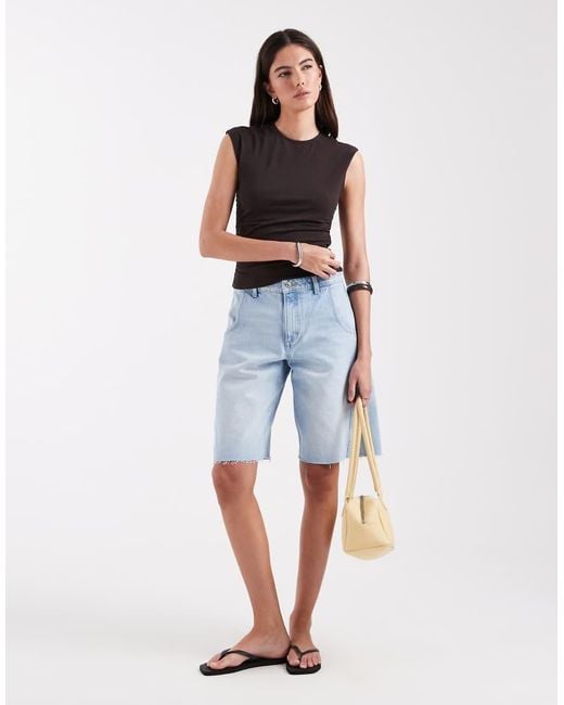 ONLY Blue Ruched Sleeveless Top