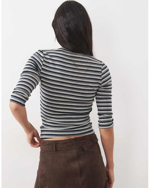 Motel Blue Silea 3/4 Length V Neck Top