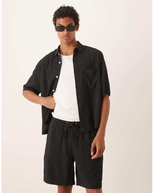 Short baggy à enfiler d'ensemble en lin mélangé ASOS pour homme en coloris Natural