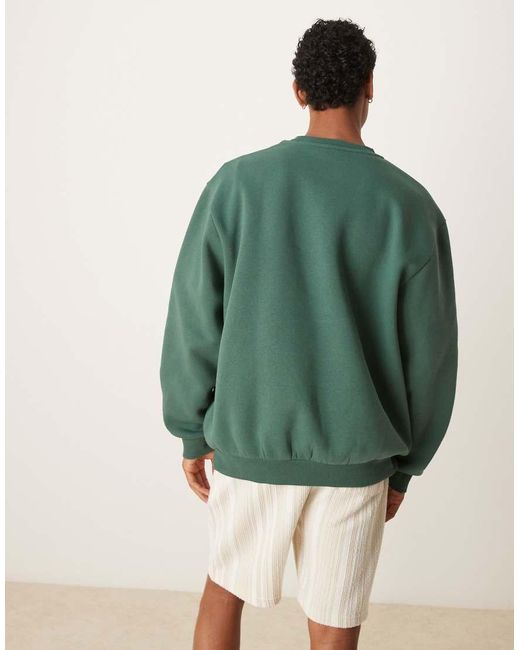 Felpa Oversize Con Stampa E Ricamo Sul Petto di ASOS in Green da Uomo