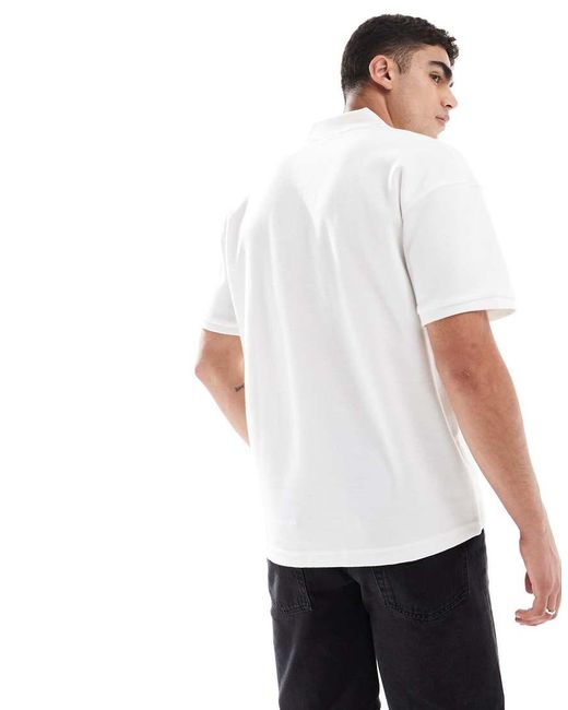 Only & Sons Oversized Polo Met Split in het White voor heren