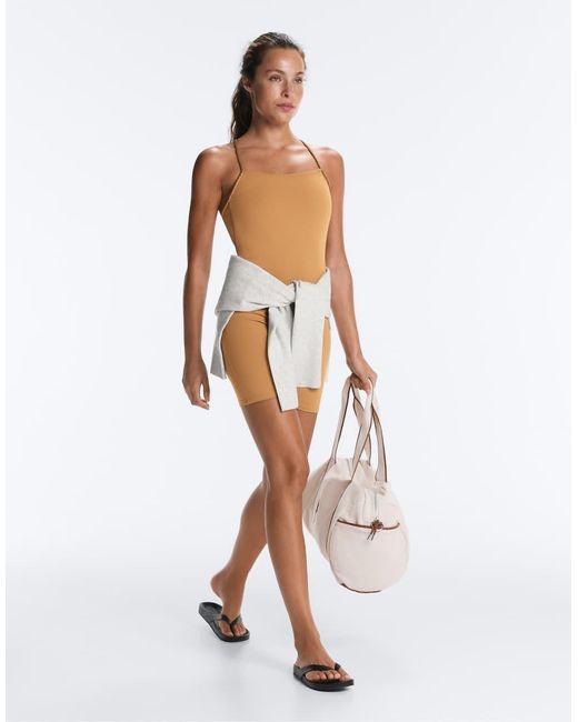 Oysho Natural Comfortlux Braided Short Jumpsuit