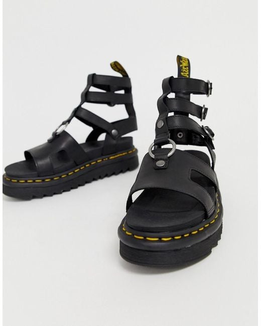 Dr. Martens Adaira Gladiator Leather Chunky Sandals in Black | Lyst Canada