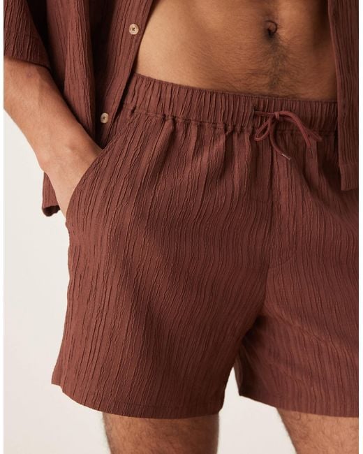 ASOS Brown Textured Shorts for men