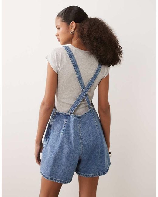 ASOS Blue Denim Playsuit With Scoop Neck And Cross Back