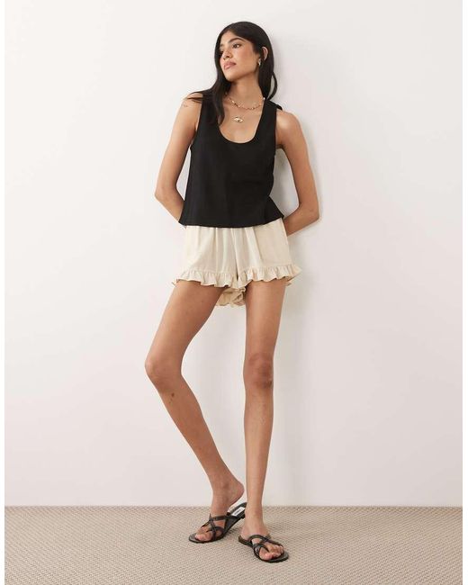 ASOS Tanktop Met Linnenlook En Lage Ronde Hals in het Black