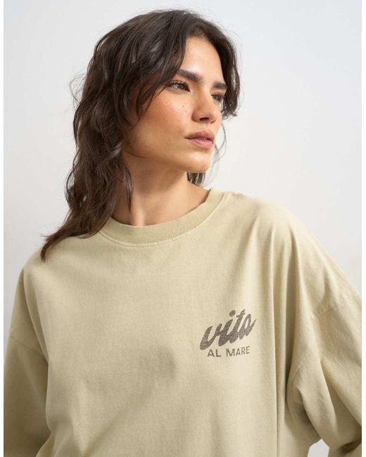 TOPSHOP Natural 'little Italy' Graphic Oversized Tee