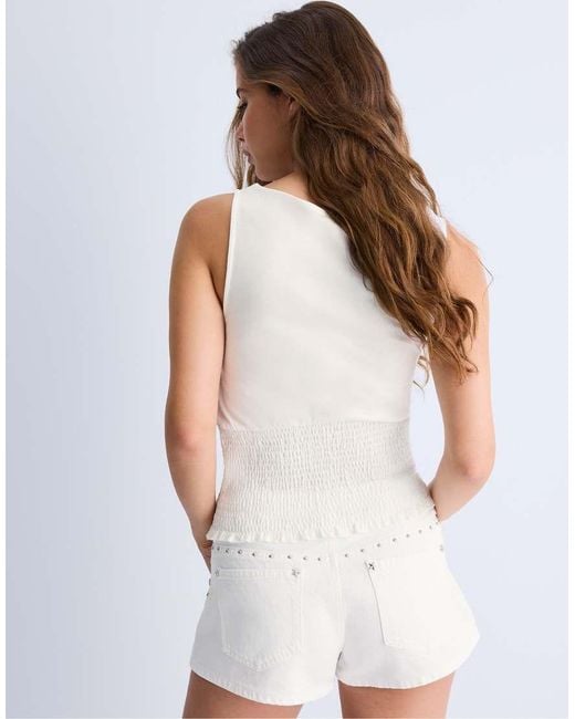 Stradivarius White Elasticated T-shirt