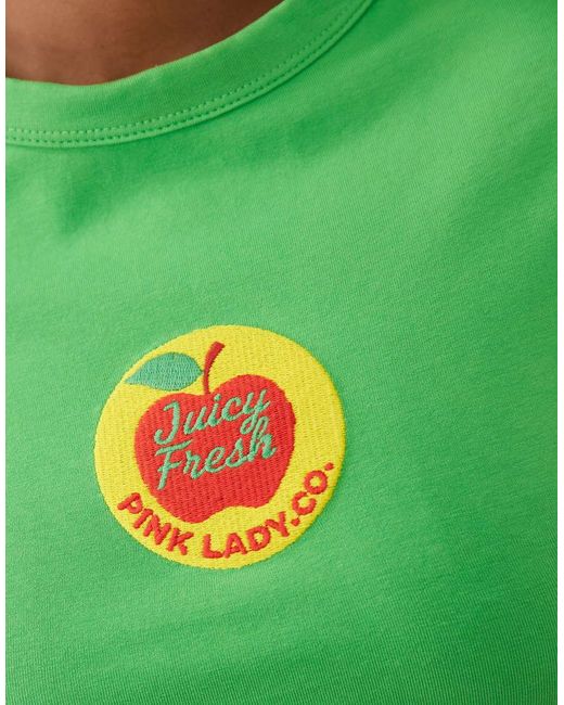 ASOS Green Baby Tee With Apple Sticker Embroidery