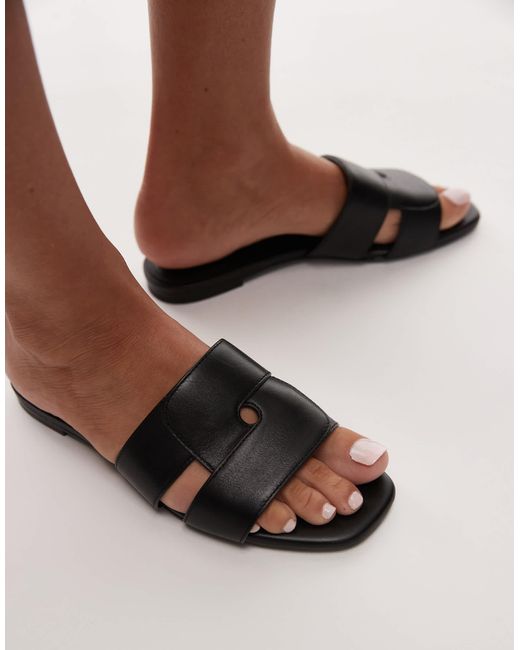 & Other Stories Brown – flache, eckig geschnittene ledersandalen