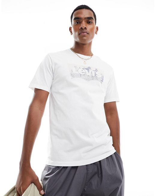 Levi's – t-shirt mit fledermaus-logo und western-print in White für Herren