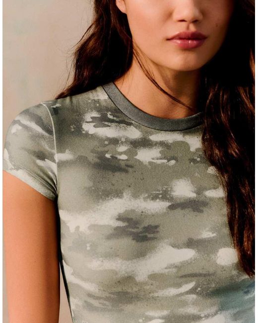 Bershka Brown Fitted Short Sleeve Camouflage T-Shirt