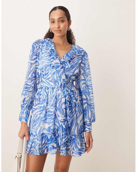 Vila Blue Flounce Mini Dress