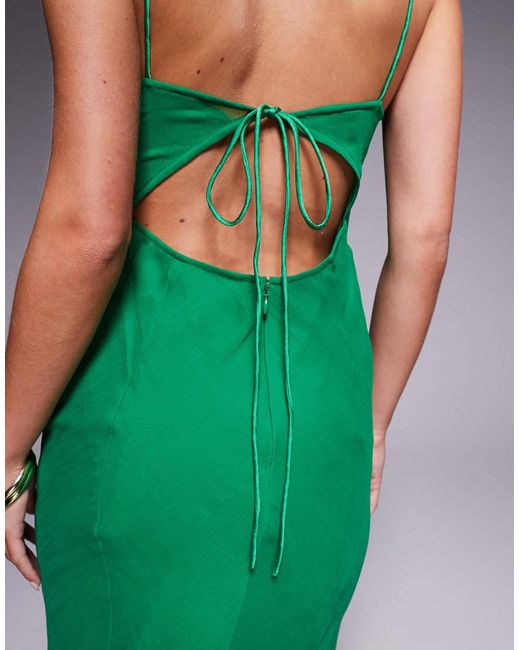 ASOS Green Asos Design Petite Mesh Panelled Chiffon Bias Midaxi Dress