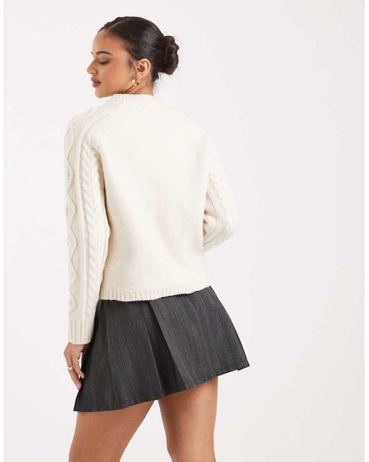 New Look White Raglan Cable Knit Jumper