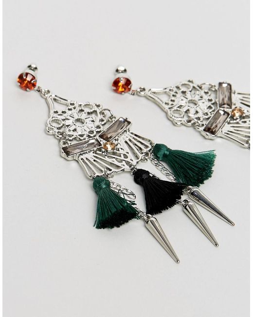 Lyst Asos Design Statement Cut Out Pom Chandelier Earrings Asos Multicolor Design Statement Cut Out Pom Chandelier Earrings Lyst