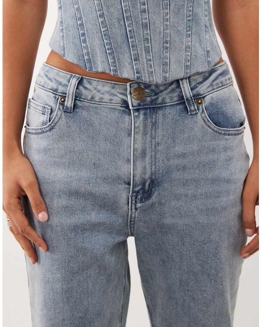 Oh Polly Blue Denim Low Rise Flare Jeans Co-Ord