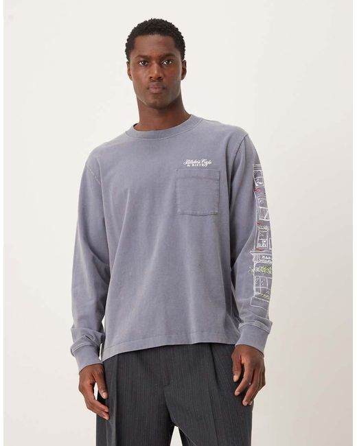 Abercrombie & Fitch Gray Coffee Graphic Long Sleeve T-shirt for men