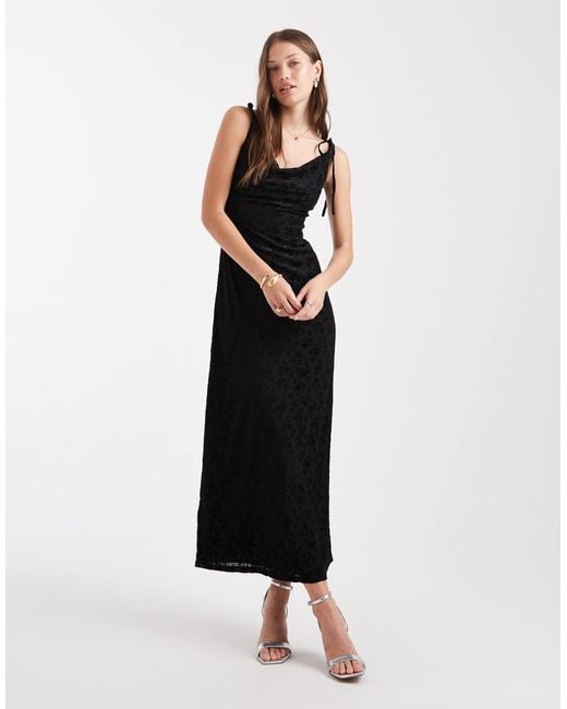 Miss Selfridge Women's Black Devore Cowl Neck Maxi Dress - hulwithkids.com