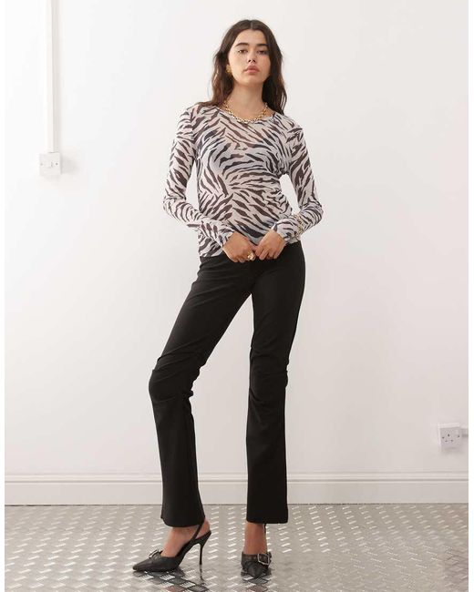 Noisy May Gray Mesh Top