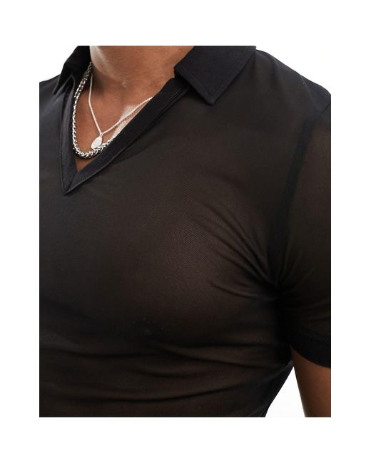 ASOS Black Muscle Fit Polo for men