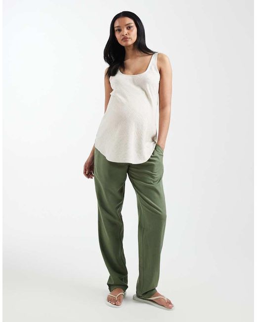 ASOS White Asos Design Maternity Scoop Neck Linen Cami