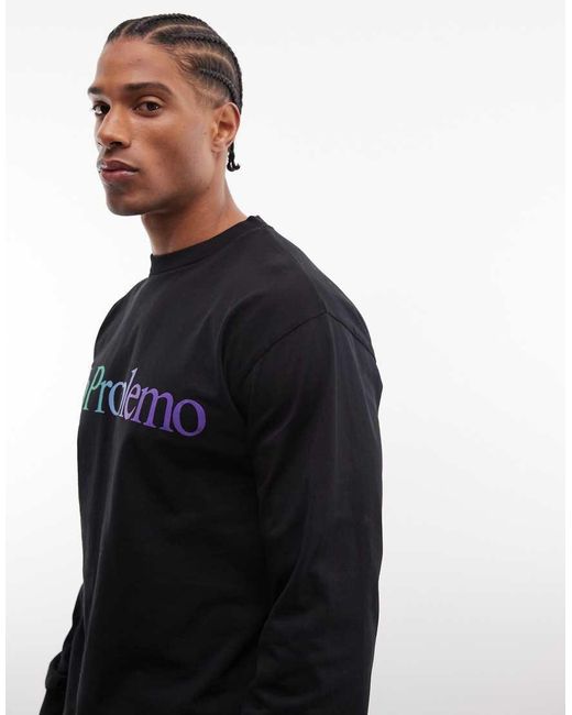 No Problemo Black 100% Cotton Long Sleeve T-Shirt With Contrast Logo for men